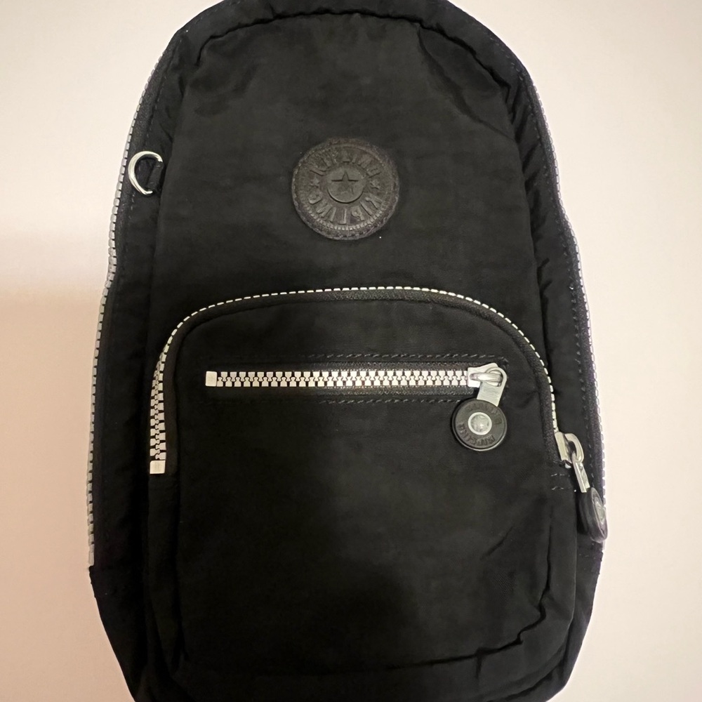 Kipling Black Backpack with Silver Zippers